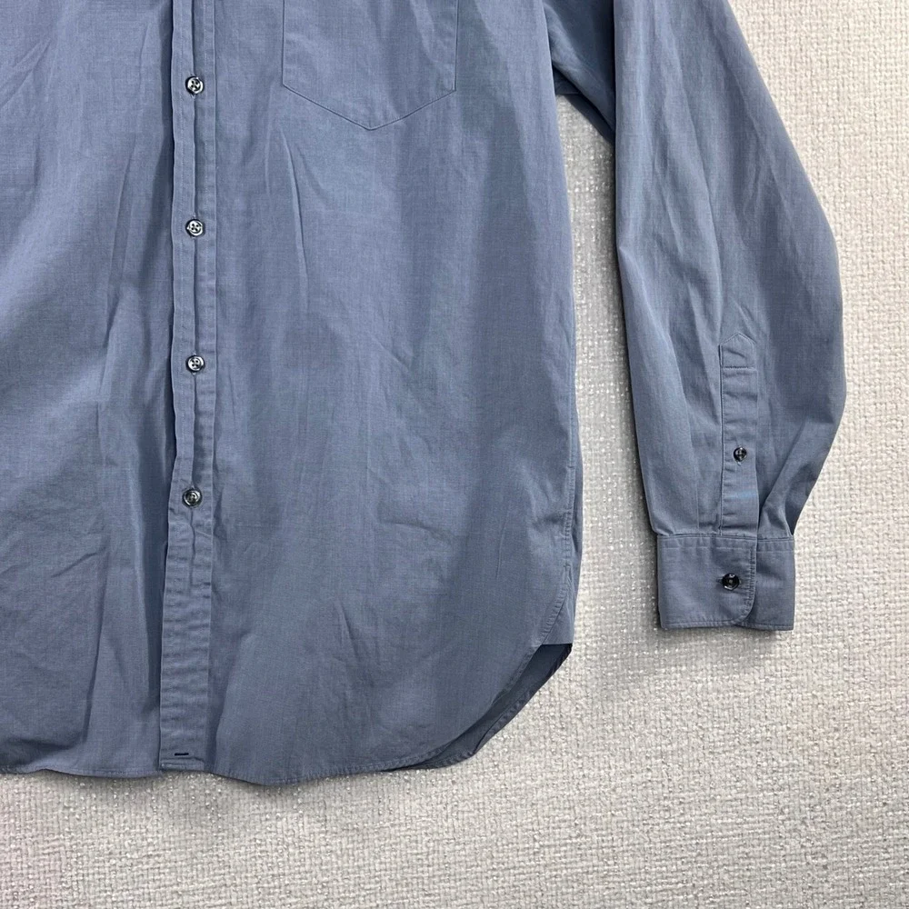 J‎ Crew Mens Button Down Dress Shirt Gray 60s 2 Ply Cotton Long Sleeve Size L